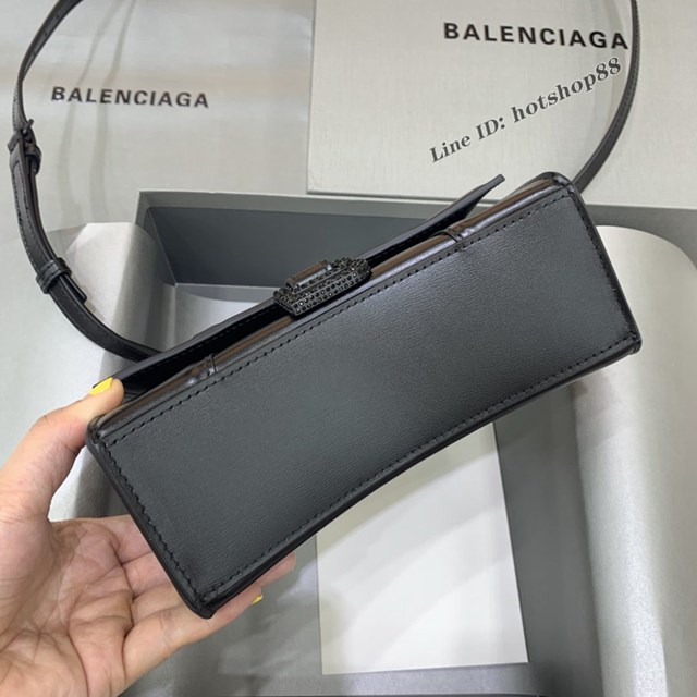 Balenciaga專櫃爆款女士mini號手提包 巴黎世家牙籤紋黑帶鑽沙漏包 fyj1791